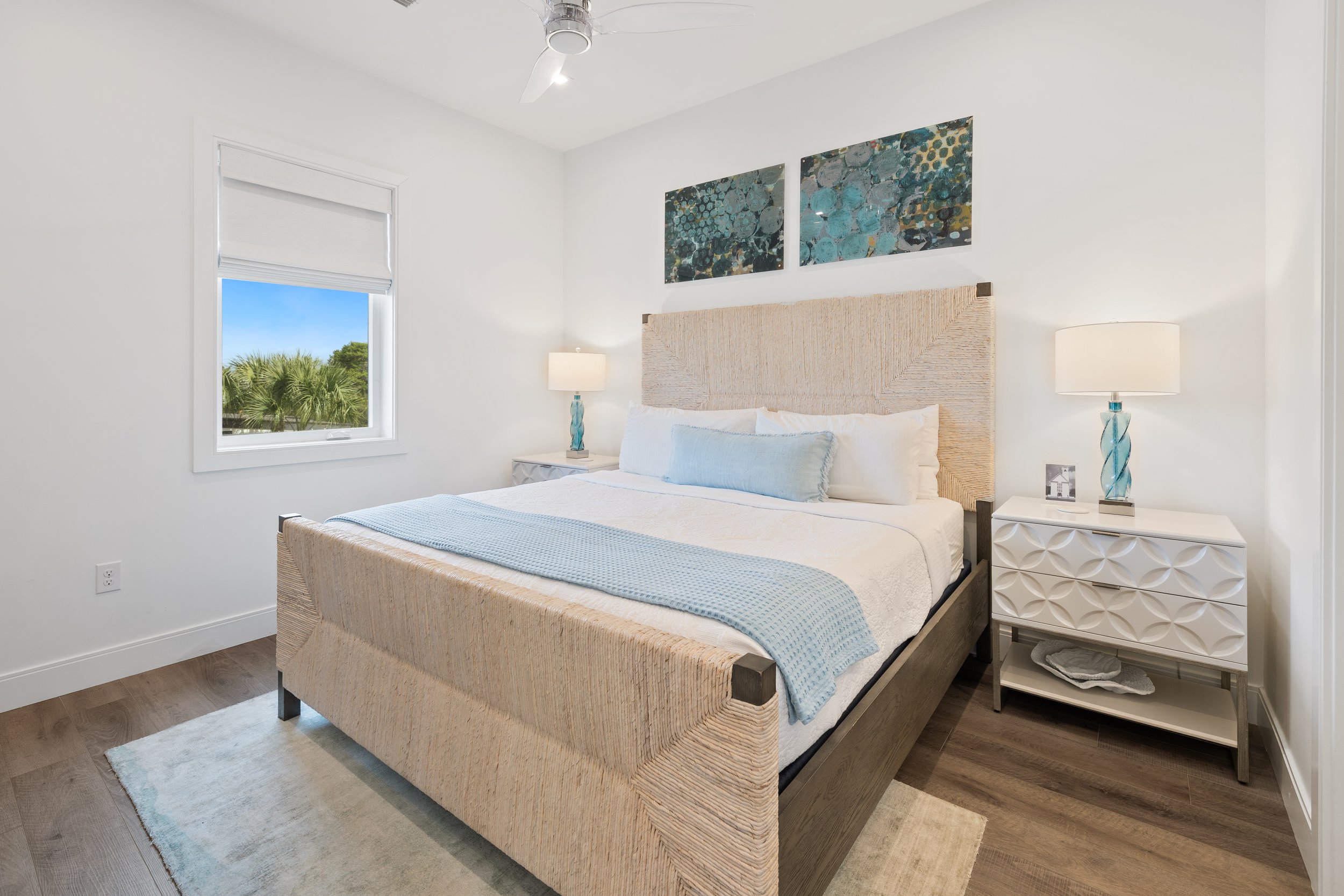 Bedroom with king bed and full bath