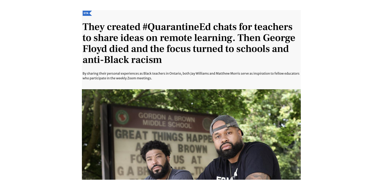 They created #QuarantineEd chats for teachers to share ideas on remote learning. Then George Floyd died and the focus turned to schools and anti-Black racism