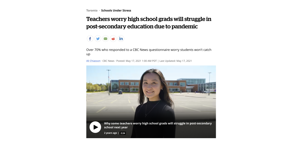 Teachers worry high school grads will struggle in post-secondary education due to pandemic