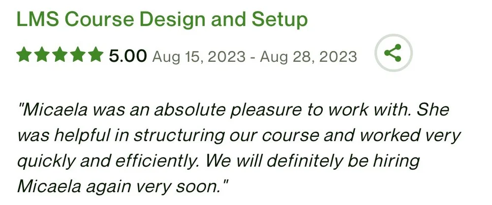 5-star review: LMS Course Design and Setup