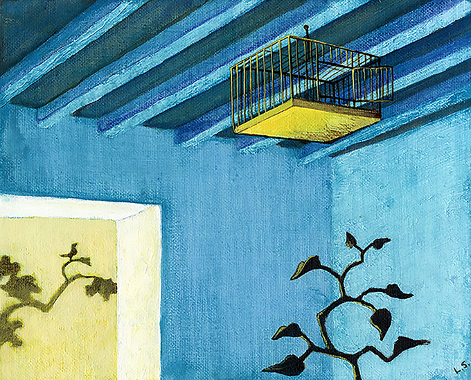 'Sa gavia oberta' (the open cage) Oil on board.