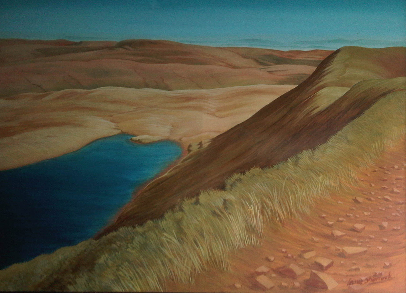 'Llyn y Fan Fawr' from the top of Fan Brycheiniog, Bannau Brycheiniog. Oil on Canvas.