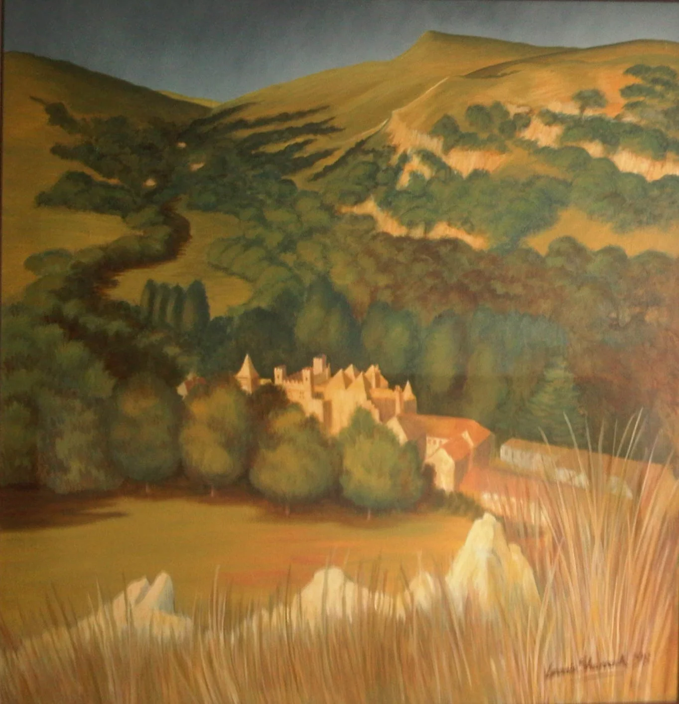 'Glantawe Valley with Craig-Y-Nos Castle' oil on canvas.