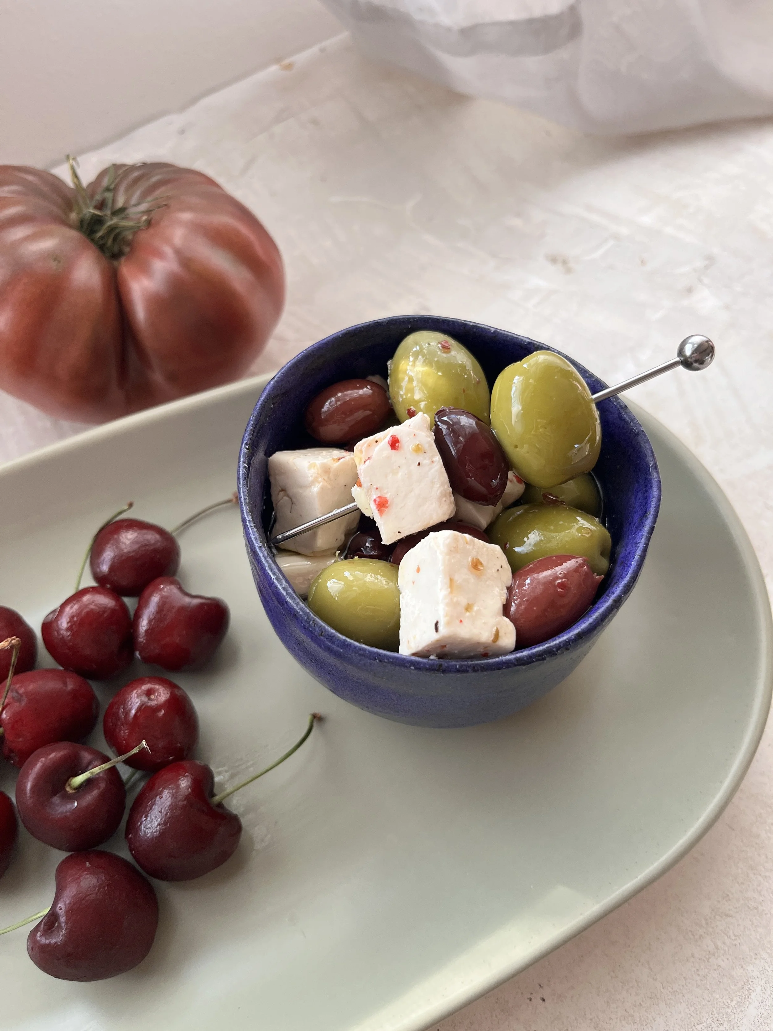 Marinated Olives- pink pepper