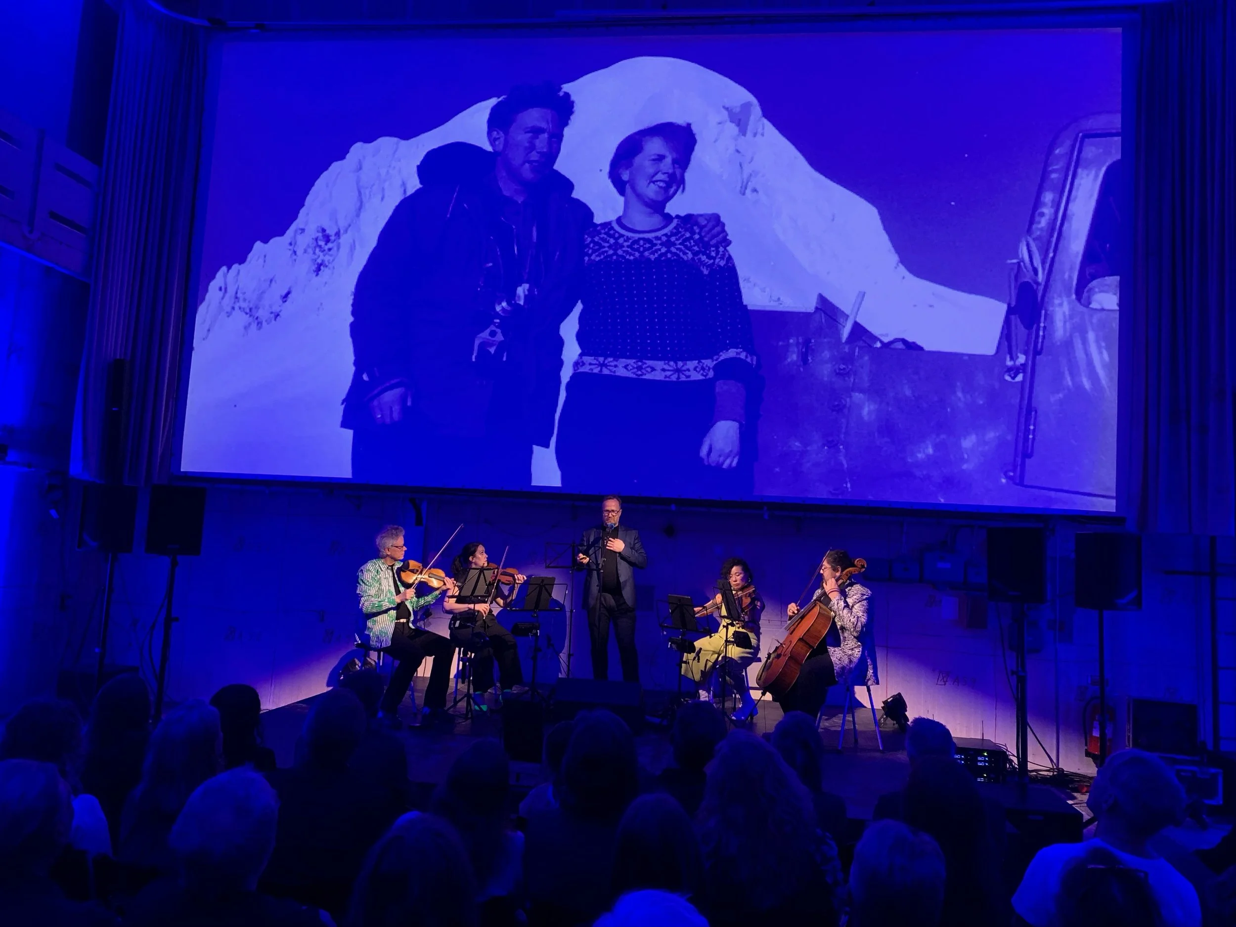 Kronos Quartet and Andri Snær Magnason perform at  ReaktorHallen. Credit: Fredrik Moberg