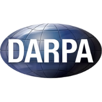 DARPA logo with a blue spherical globe background