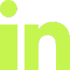 Close-up of the LinkedIn logo in green and white.