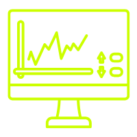 Line graph displayed on a computer monitor with upward trend and percentage indicators.