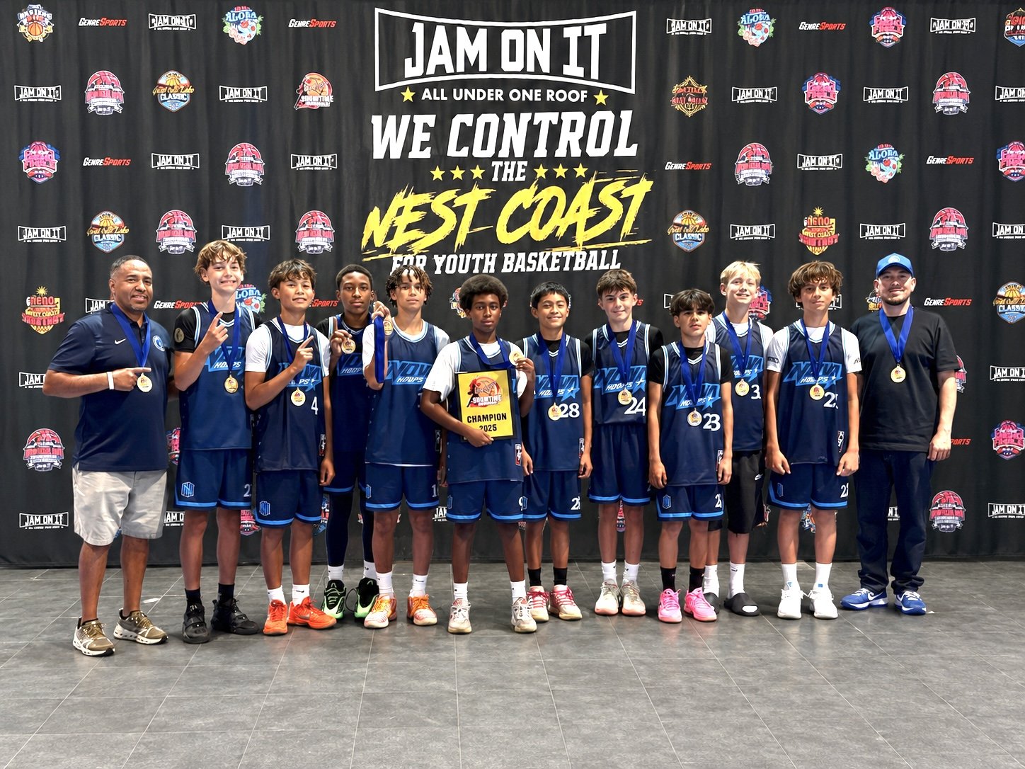 Nova Hoops middle school basketball team after a successful tournament
