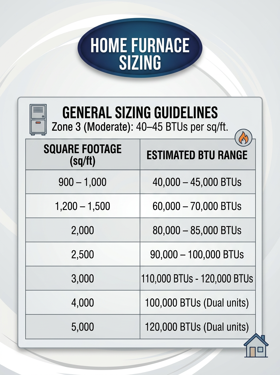 Home Furnace Sizing Chart