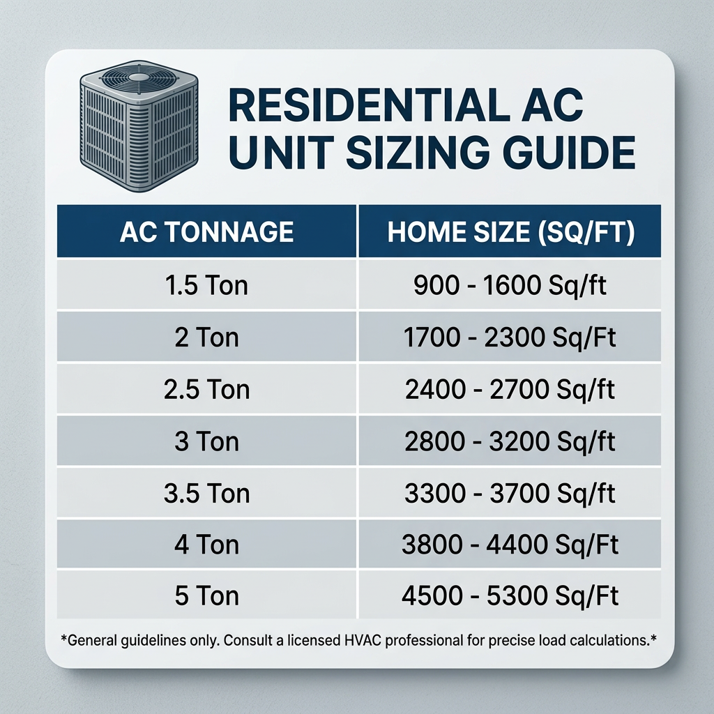 Air Conditioner - Sizing Chart