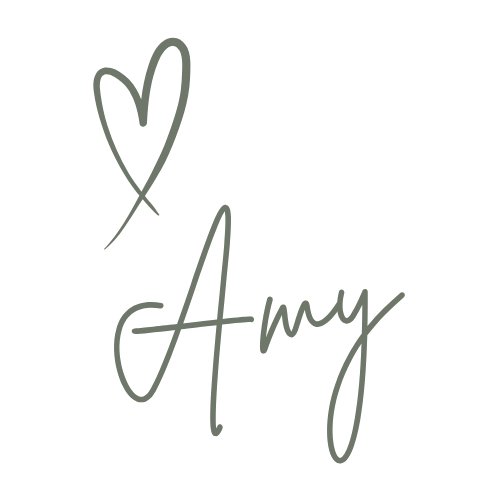 Black background with a gray heart and the word 'Amy' written in cursive.