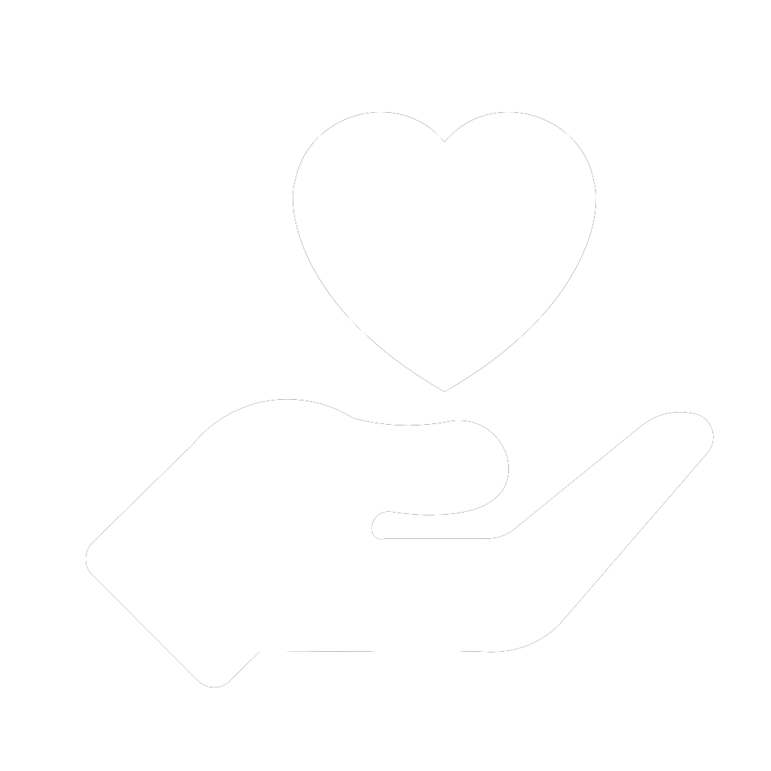 Silhouette of a hand holding a heart.