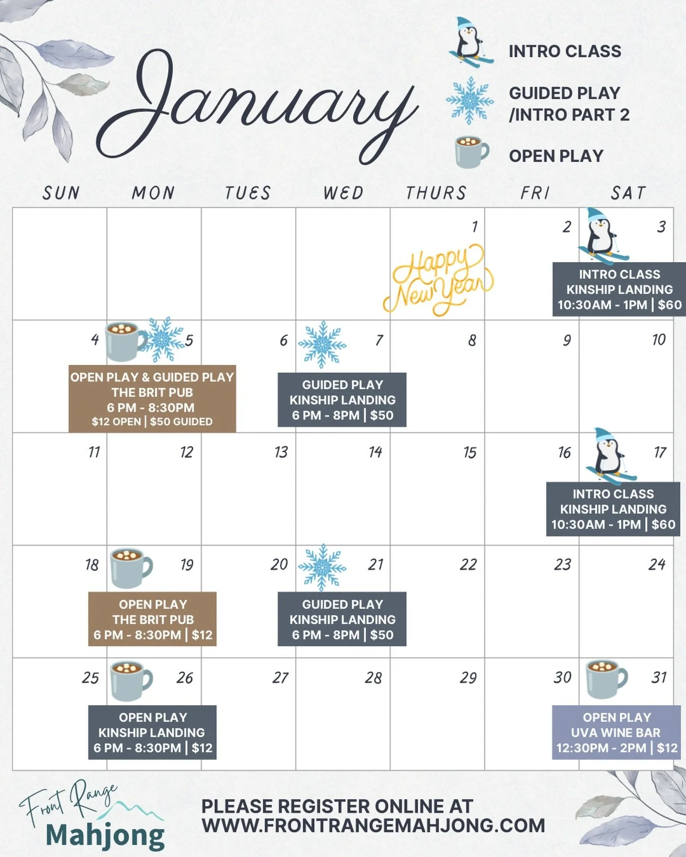 January schedule update! 🎉 

🔗 visit our link in bio to book

American mahjong, Colorado Springs mahjong, Colorado Springs events, downtown Colorado Springs