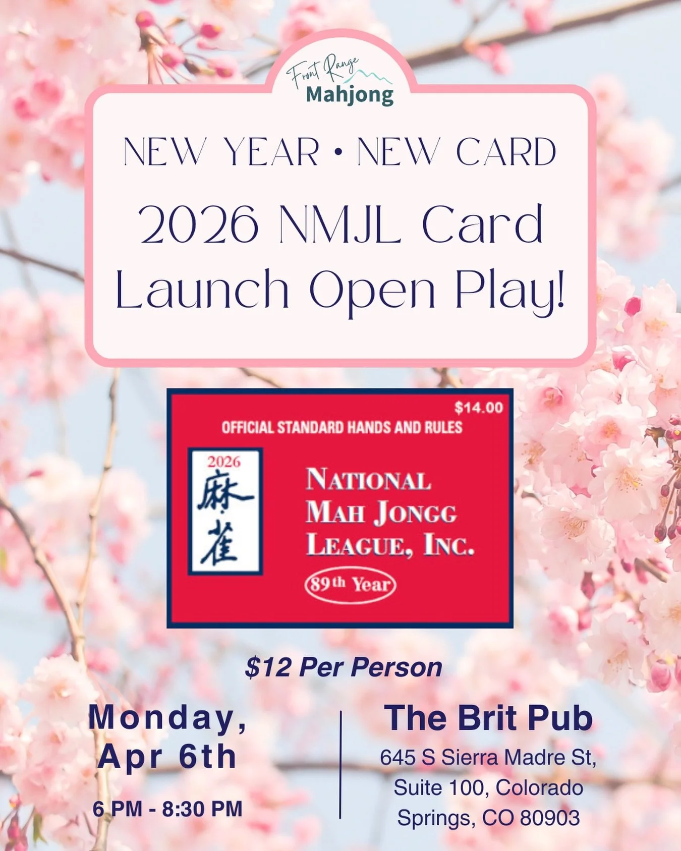 Join us on Monday, April 6th for our 2026 NMJL Card Launch Open Play at The Brit Pub! 🎉
Ordered your card through me? It&rsquo;ll be waiting for you at your table! Didn&rsquo;t order with me? No problem- bring your 2026 card and come play! 🥳

I&rsq
