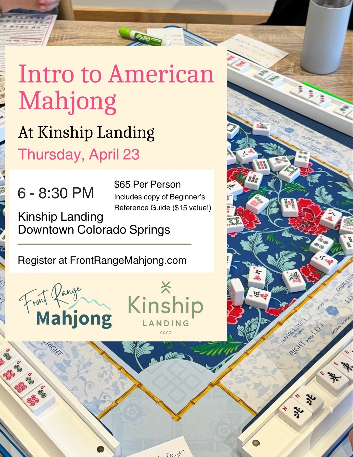 Surprise drop! 🎉 I just added another Intro Part 1 class next Thursday from 6&ndash;8:30 PM at Kinship Landing.
Spots fill fast &mdash; if you want to learn before April wraps up, grab yours now! 

#mahjongcommunity #mahjongclass #mahjongnight #down