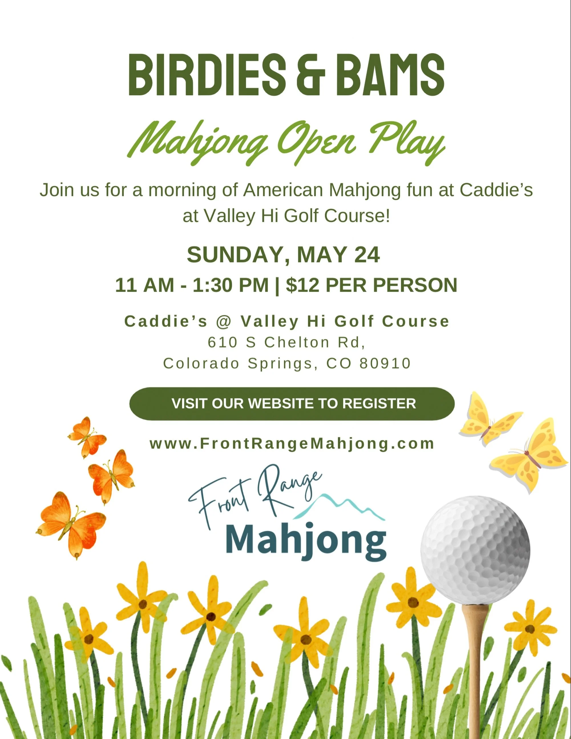 Come join us for our next open play at Caddie&rsquo;s at Valley Hi Golf Course on Sunday, May 24th from 11 AM -1:30 PM! ⛳️🀄️

🔗 Visit our website or the link in bio to register!

Mahjong Colorado Springs, front range mahjong, mahjong events #mahjon