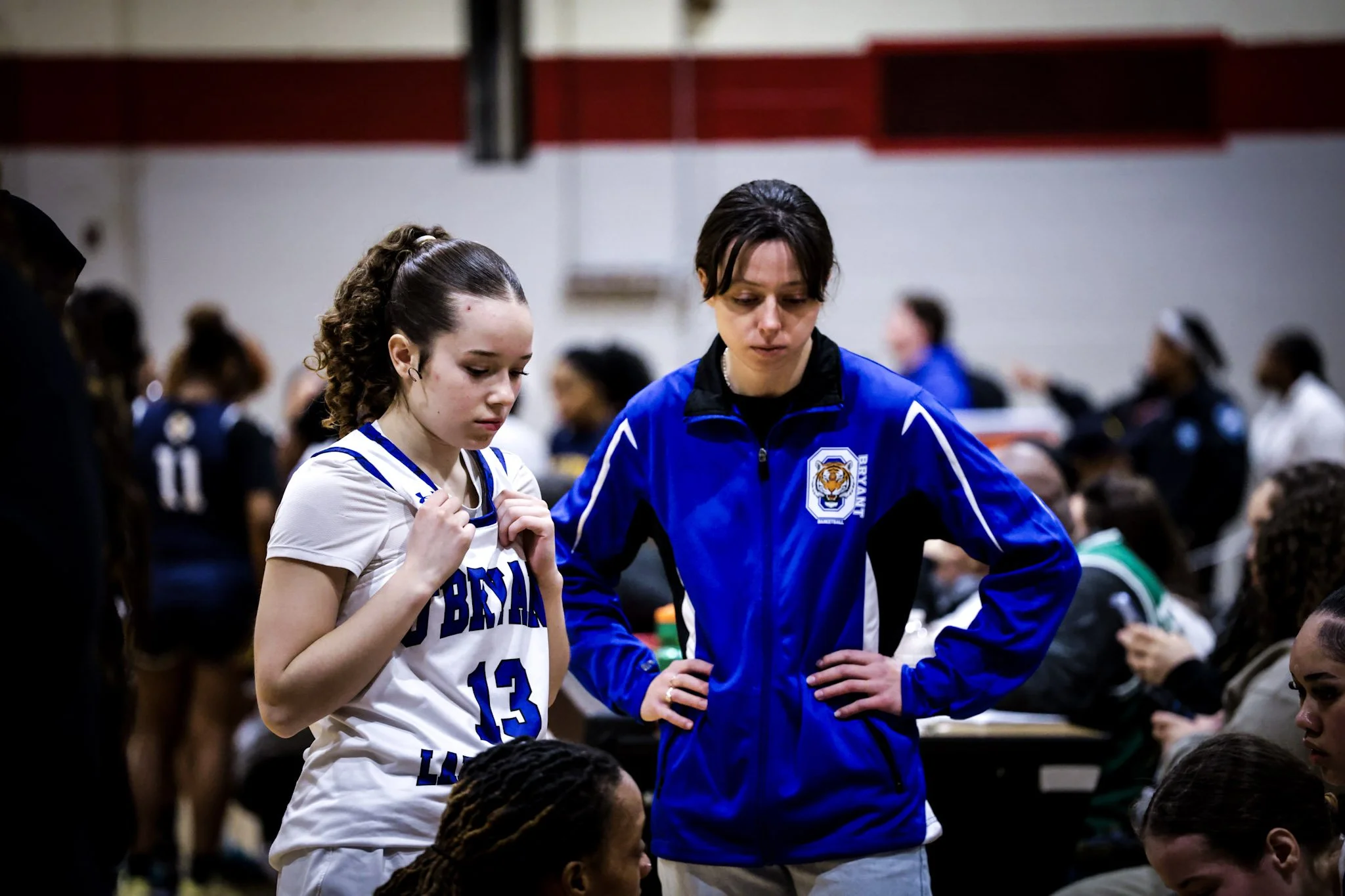 O'Bryant assistant coach at halftime 