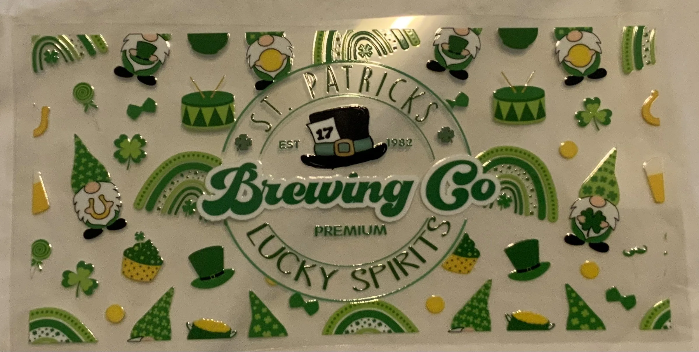 St. Patrick's Lucky Spirits Brewing Co 16oz cup wrap