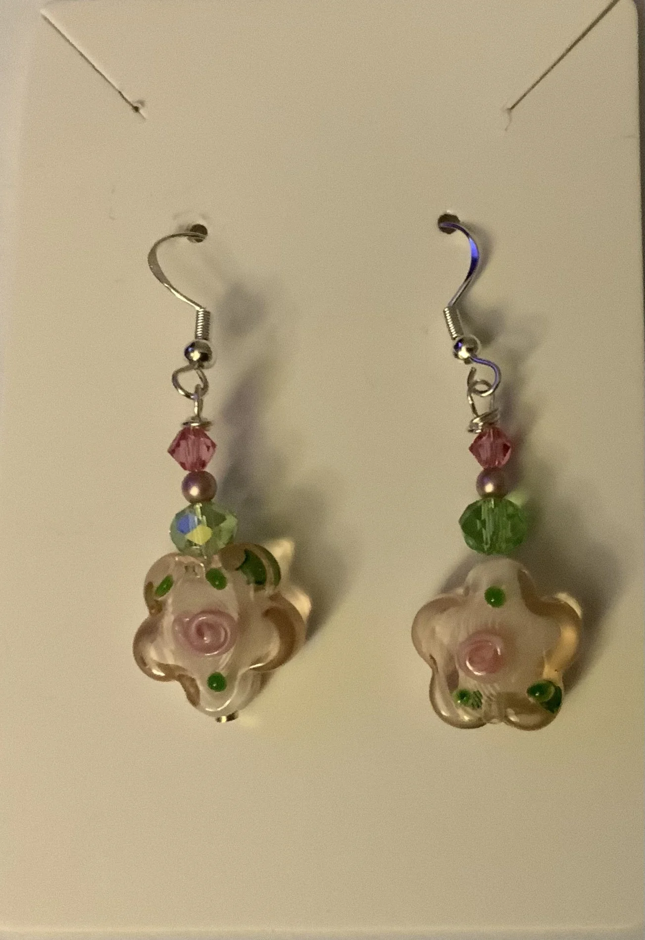Glass Lamp Work Flower Earrings