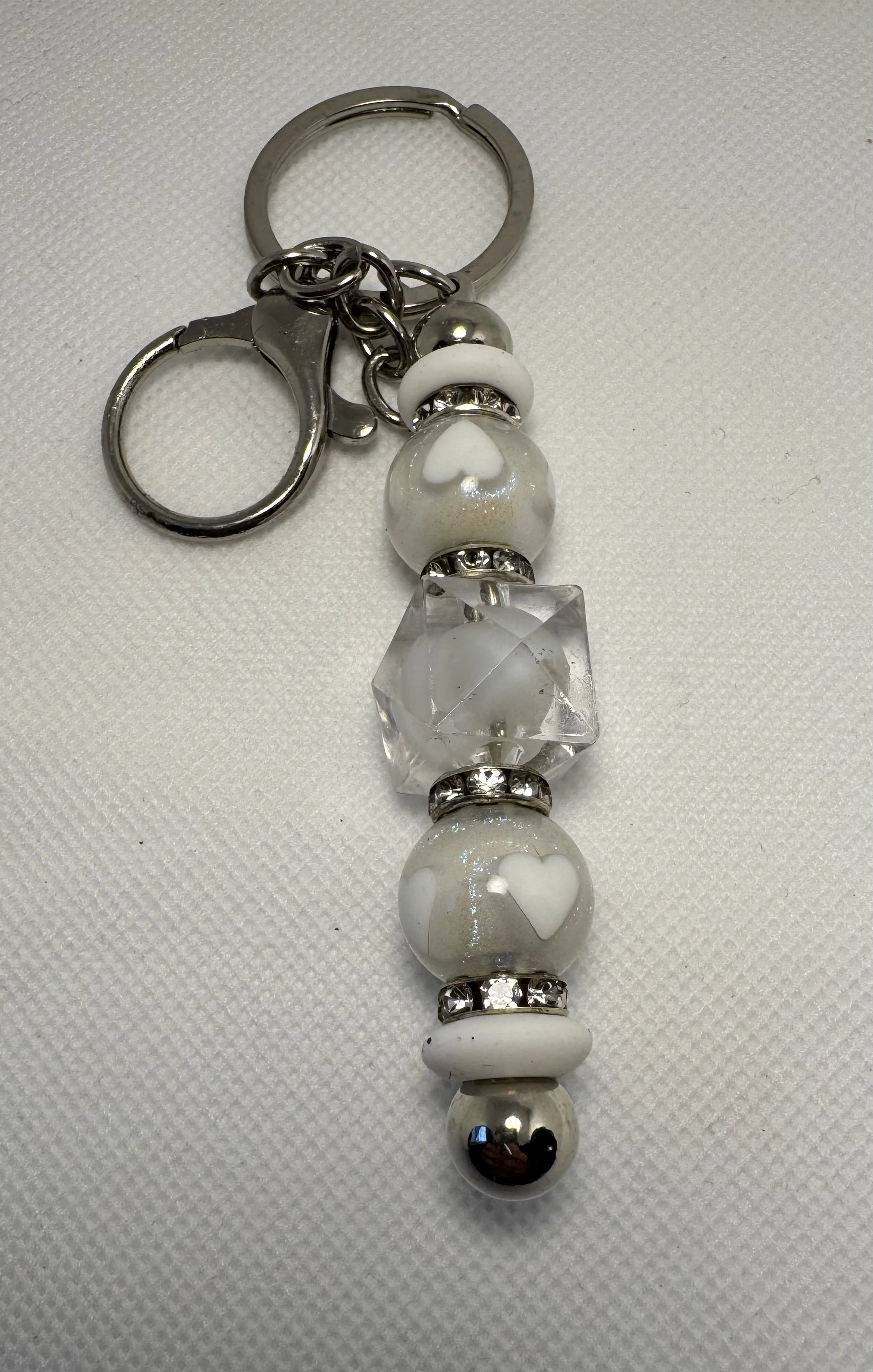 White Heart Keychain
