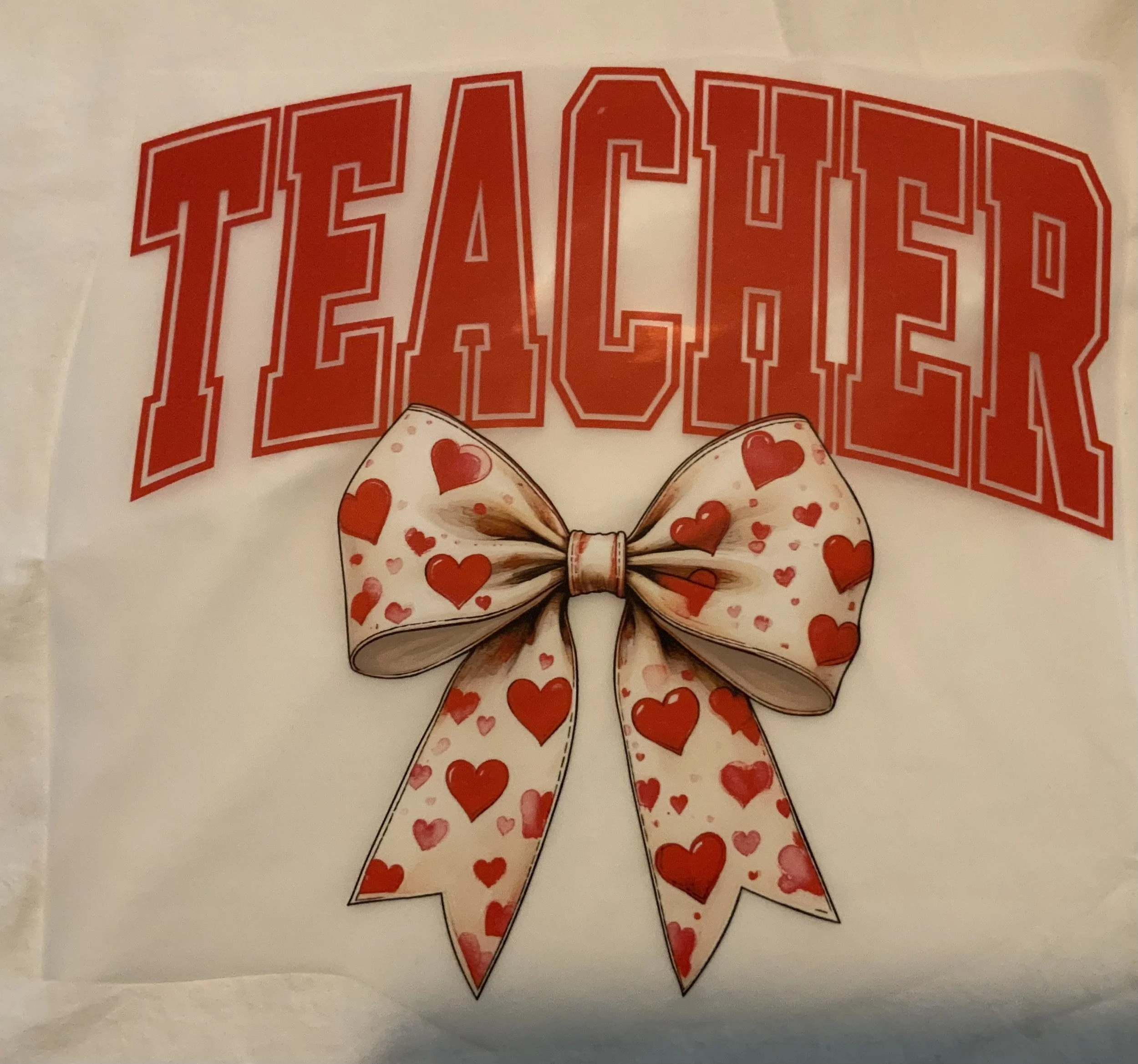 Teacher Heart Bow Shirt Print