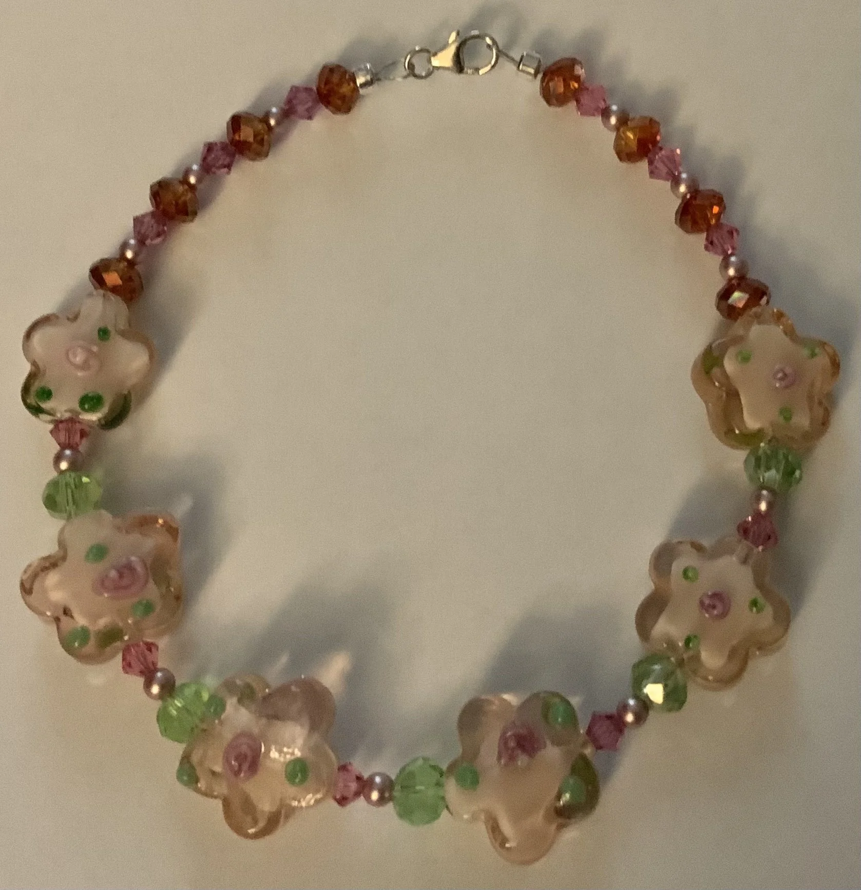 Lamp work Flower Bracelet