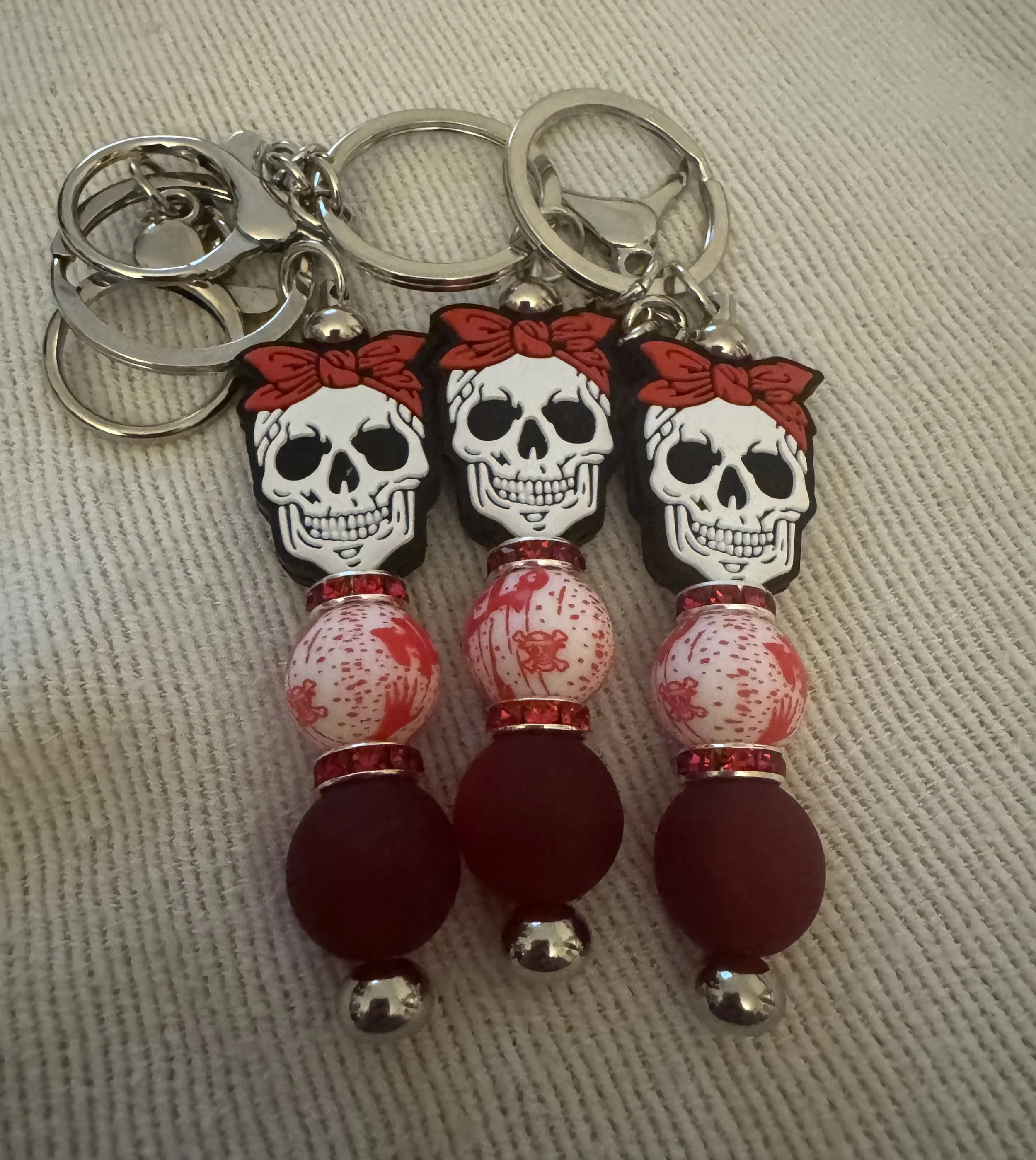 Bow Skeleton Keychain(Red)