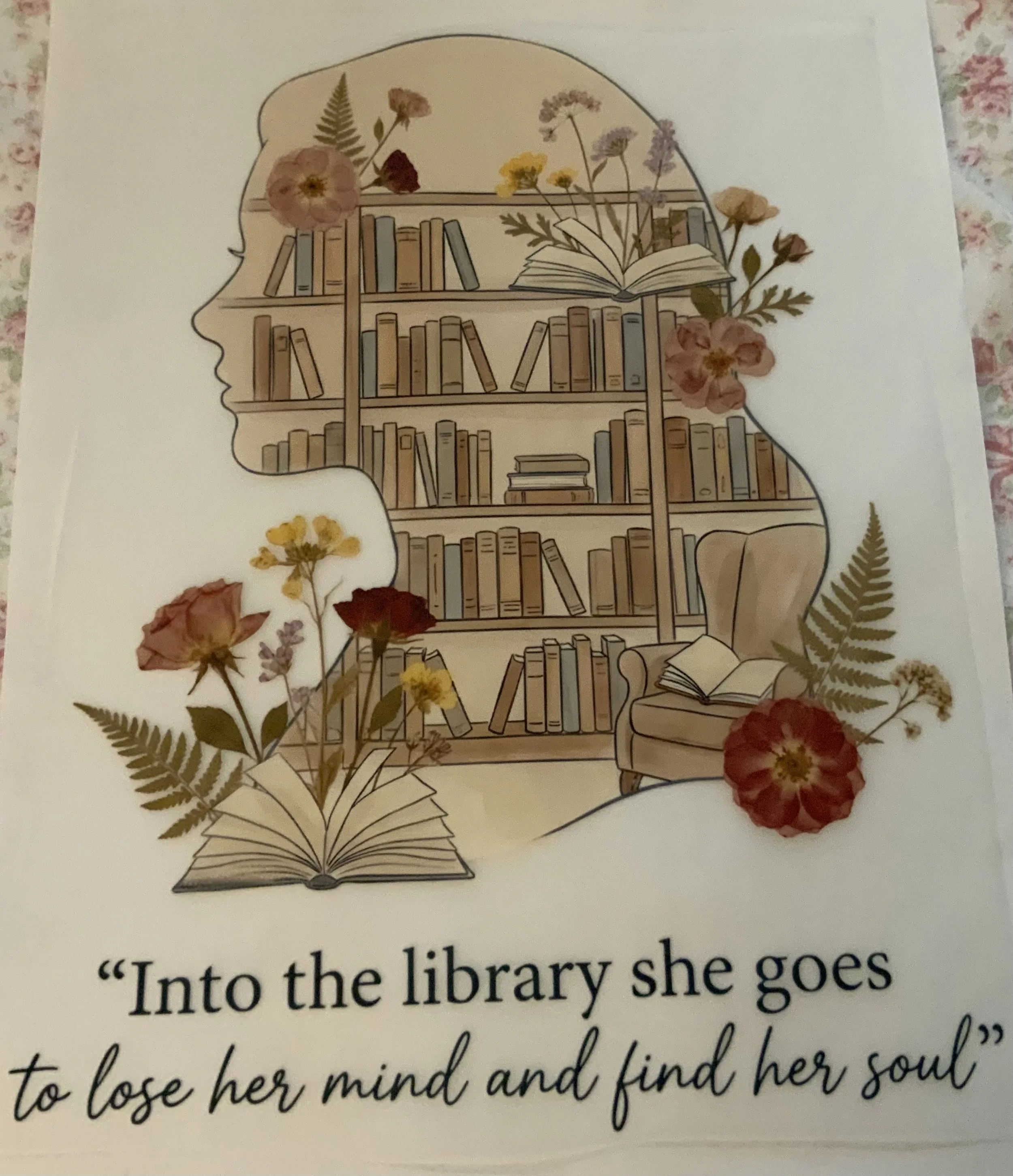 Into the library she goes...shirt transfer
