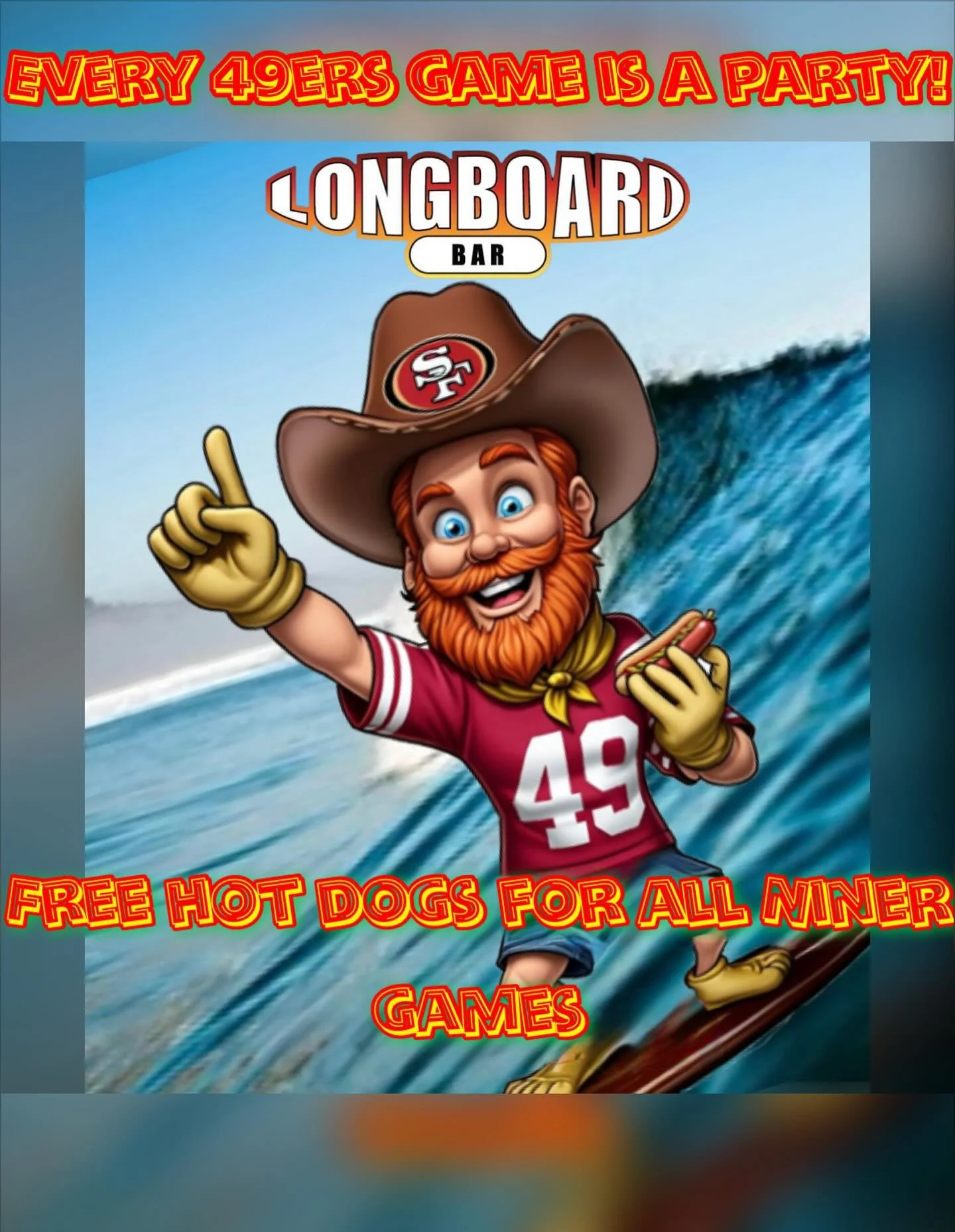 #pacifica #football #49ers #longboardbarandvenue #freehotdogs