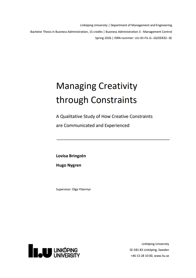 Bachelor Thesis: Managing Creativity
through Constraints