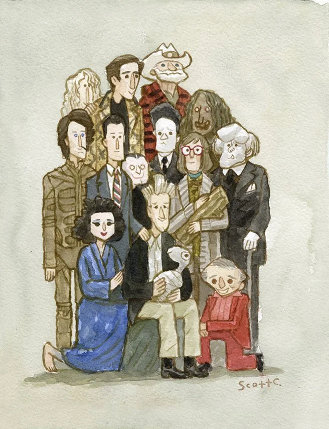 "Gathering Around David" / watercolor on paper / 9" x 12" / 2025
