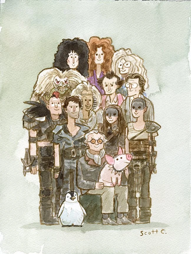 "Gathering Around George" / watercolor on paper / 9" x 12" / 2025