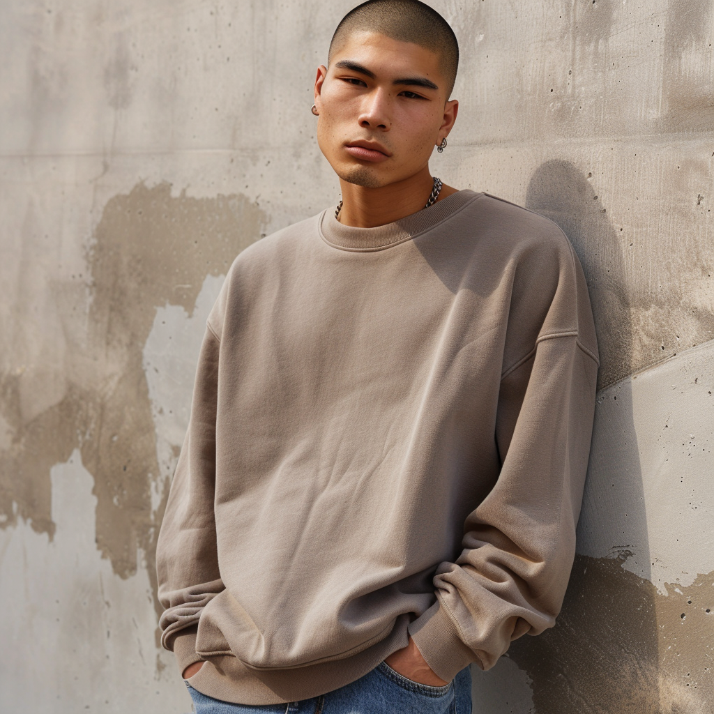 Nova Oversized Drop Shoulder Sweatshirt — beige heavyweight fleece crewneck sweatshirt with wide rib cuffs and oversized silhouette | Stella Luna & Co.