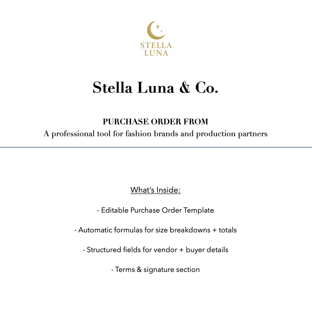 TThe Ultimate Designer Pro Bundle by Stella Luna & Co. — Purchase Order Form for indie brands