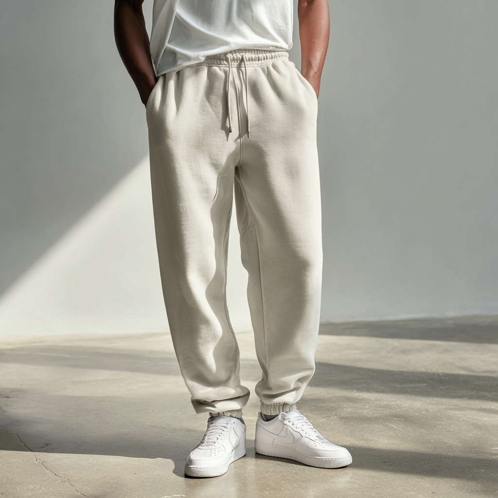 Astra Unisex Elasticized Hem Jogger — cream jogger pant with elastic cuffs, side pockets, and relaxed tapered leg | Stella Luna & Co.