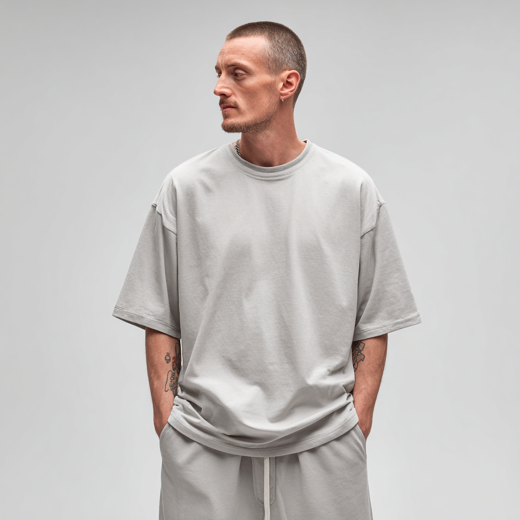 Atlas Oversized Crew Neck Tee — minimal unisex crew neck t-shirt with wide sleeves and modern boxy silhouette | Stella Luna & Co.