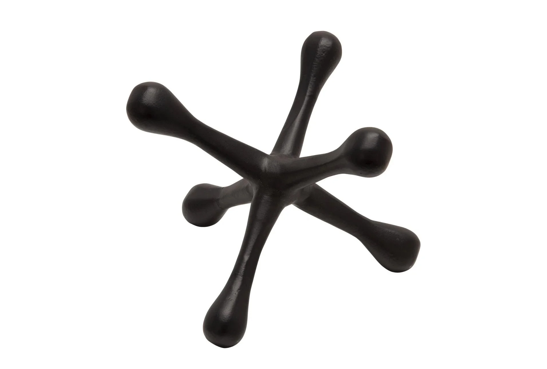 Black plastic starfish-shaped hook with six rounded, bulbous ends