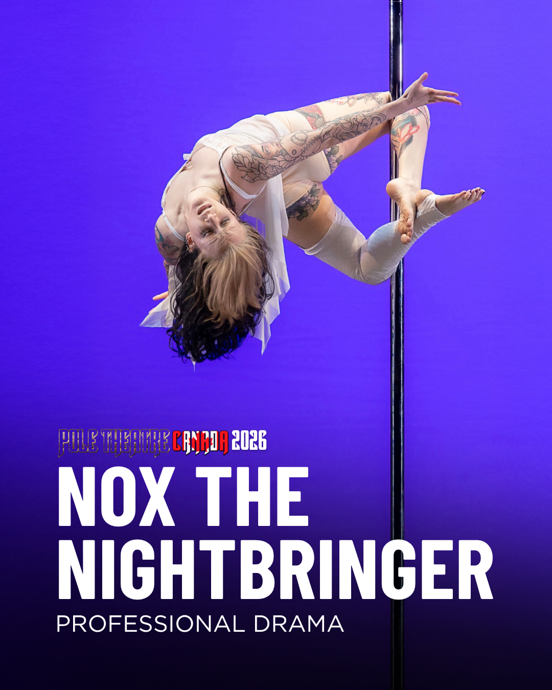 Nox the Nightbringer is a multifaceted dancer from Dallas, Texas who began her pole journey three years ago. Revered as a rage alchemist, Nox explores storytelling in the form of freestyle, contemporary flow, and hardstyle. Tonight, you are invited i