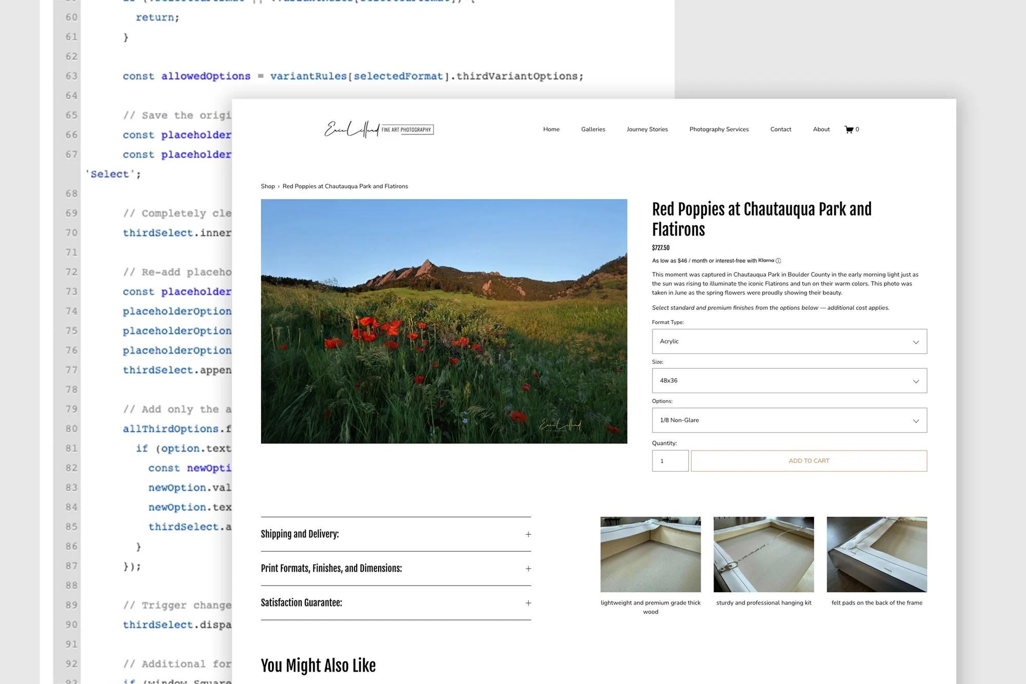   solution two  write custom code for a logic-based variables system that allows users to select the type of material for their print, then sizes based on the material selection, then surface options based on material and size selections. after worki