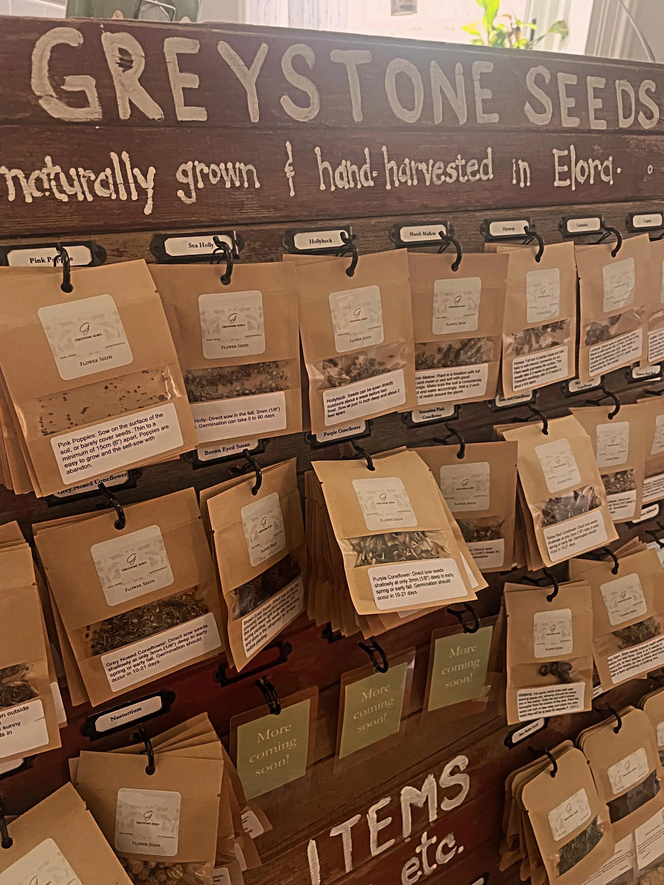 Full range of locally grown seeds, limited batch of black walnut syrup and reusable cloth beeswax food wraps - all ready for the Elora Farmers Market. Opening day is tomorrow. Come check it out. @elorafarmersmarket  #farmersmarket #ontariofarmersmark