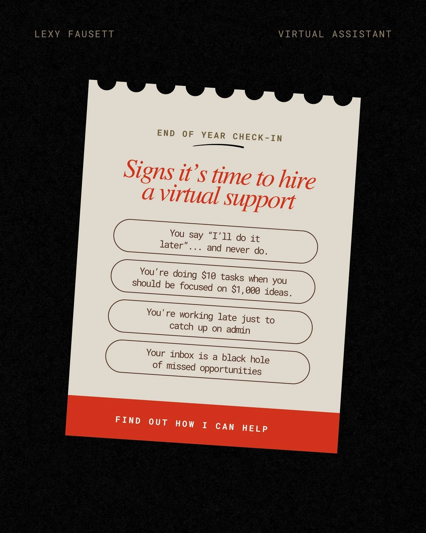 Feeling stretched thin? Here are a few signs it&rsquo;s time to hire a Virtual Assistant.
If you&rsquo;re overwhelmed with admin tasks, behind on emails, or spending more time managing than growing your business &mdash; it&rsquo;s time to outsource.
