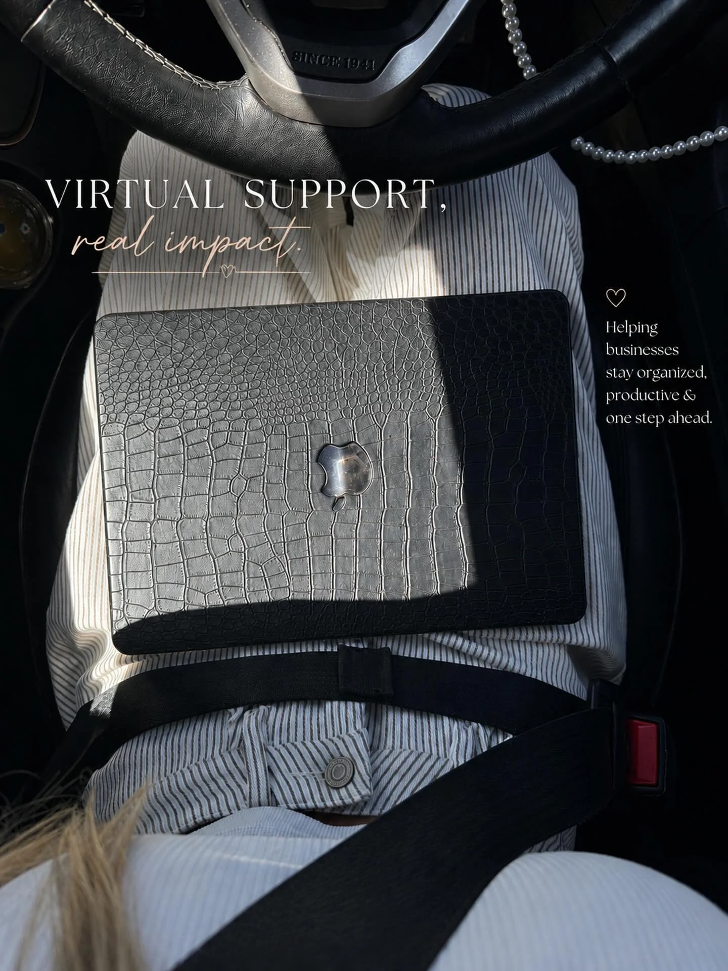 POV: your office for the afternoon is the school pickup line. ✨

One thing about me? I&rsquo;ll make it work.
Whether I&rsquo;m at my desk, in the car, or between errands, I take showing up for my clients seriously.

Being a virtual assistant gives m