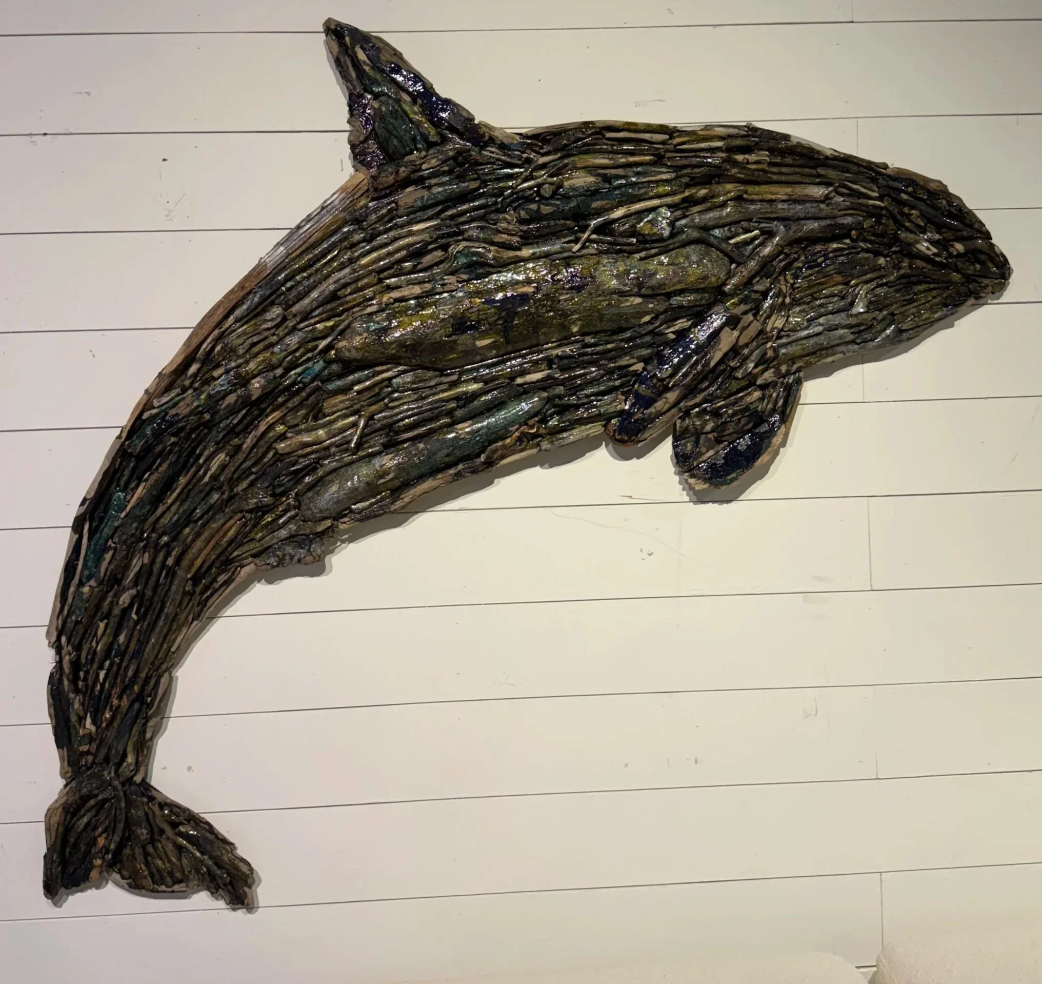 "Orca" | Alaskan driftwood and resin | 52" x 44" | $1250