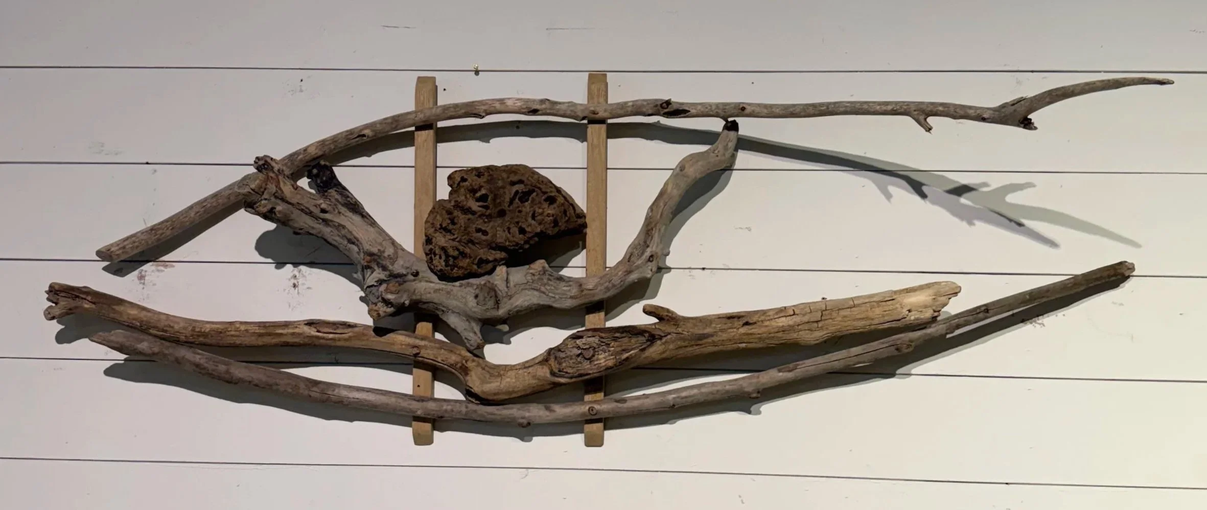 "Eye To The Ocean" | Alaskan Driftwood | mounted on limba wood | 53" x 19" | $200