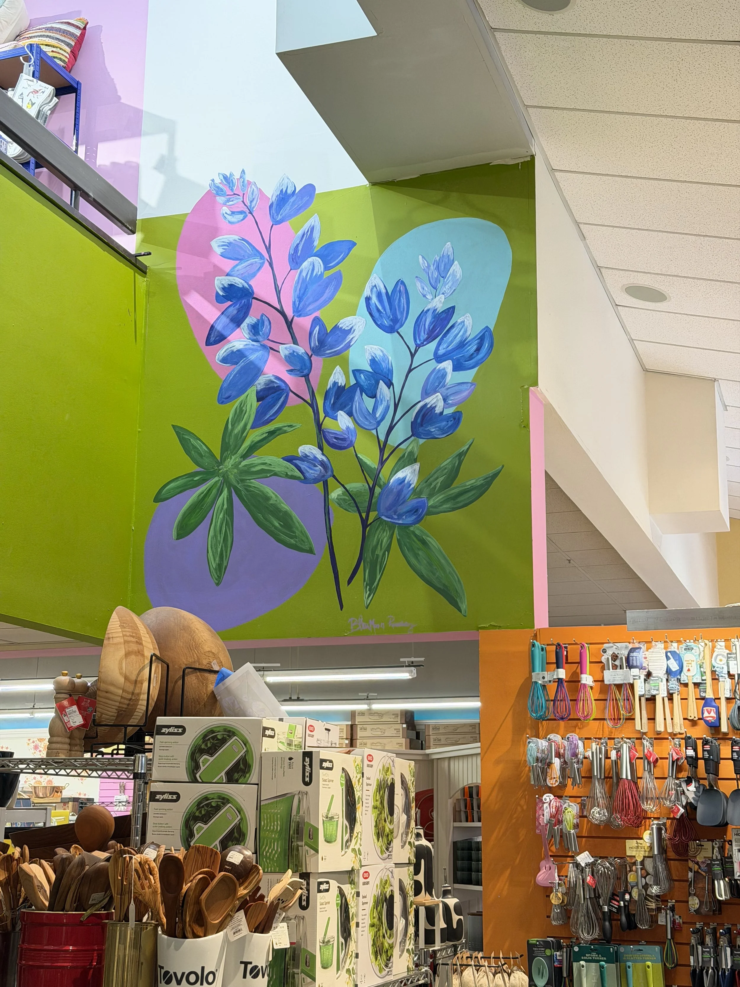Large scale Lupine mural created for Metro Cooks