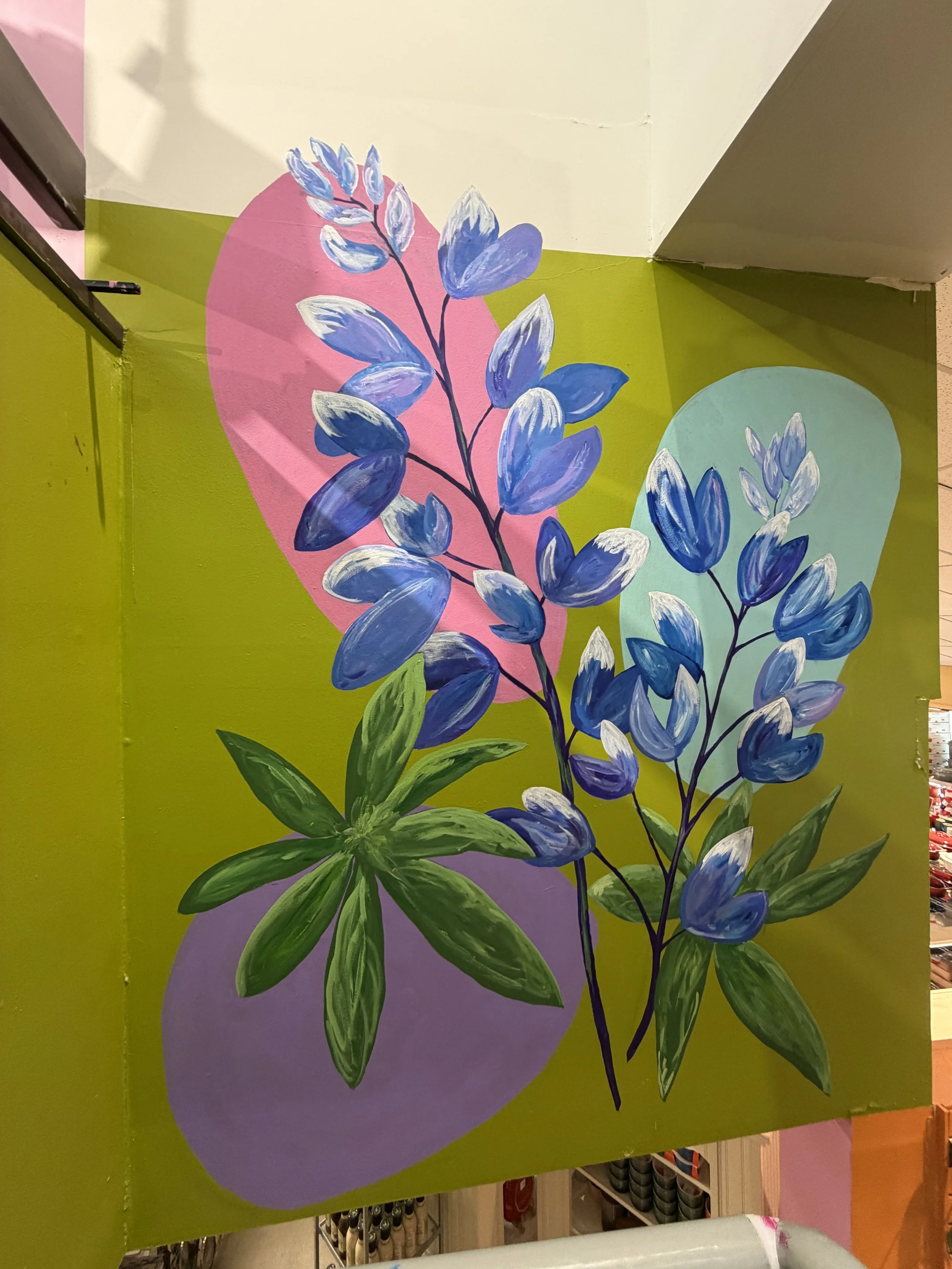 Large scale Lupine mural created for Metro Cooks