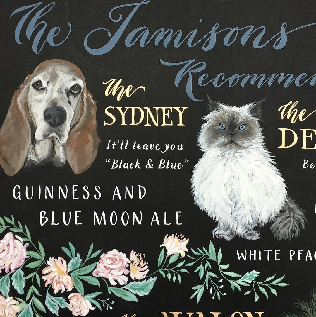 This 15 year old #bassethound melted my heart. Congrats Kelley &amp; Mark! @belmond #californiawedding #wedding #cocktail #cat #handlettering