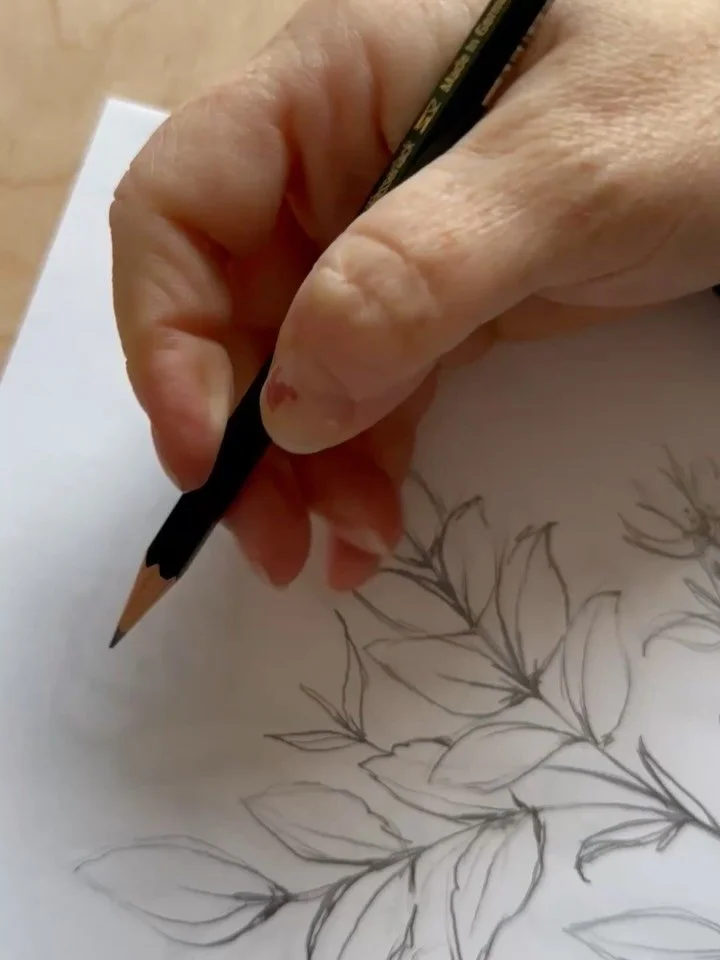 A little behind-the-scenes from the drawing stage of a new beach rose pattern. I always forget how much of pattern design happens before anything becomes a repeat - sketching, redrawing, simplifying, moving things around, and trying to keep the energ
