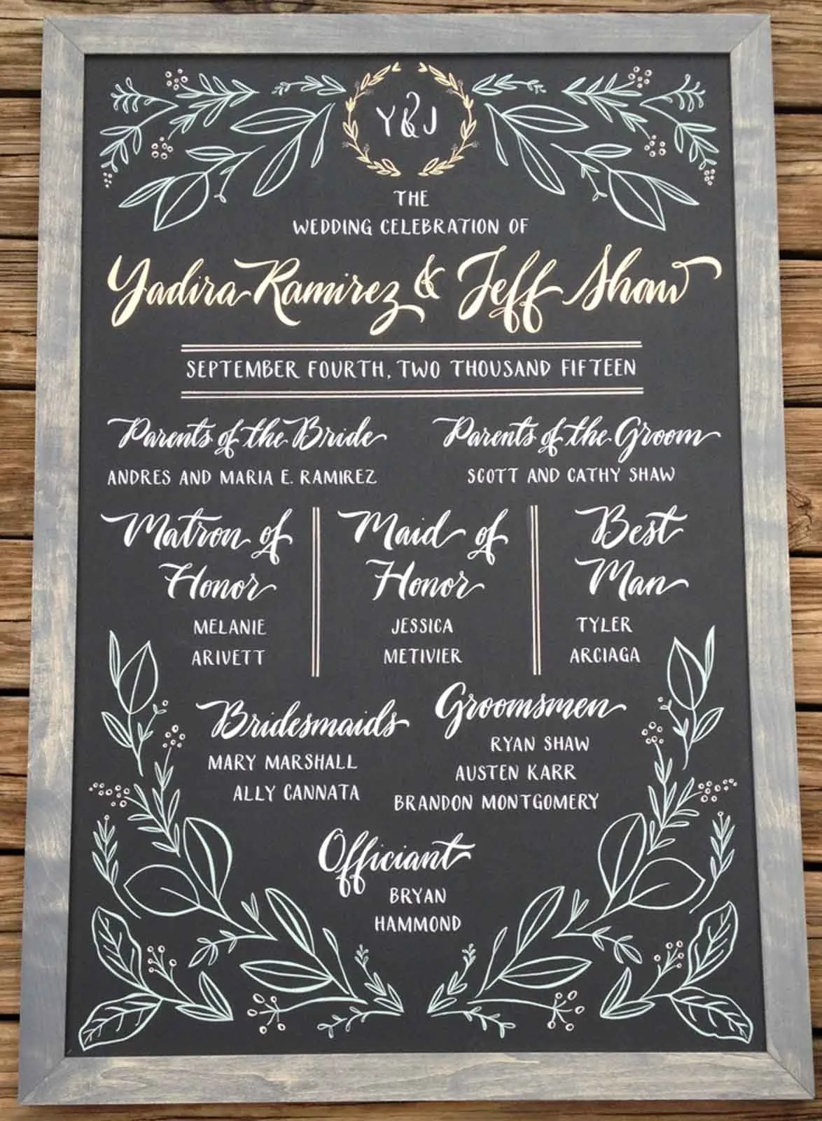 wedding_sign_ceremony_program_herbs_hand_painted_sage_green_chalkboard_gold_blush_artwork_papertangent_paper_tangent.jpg